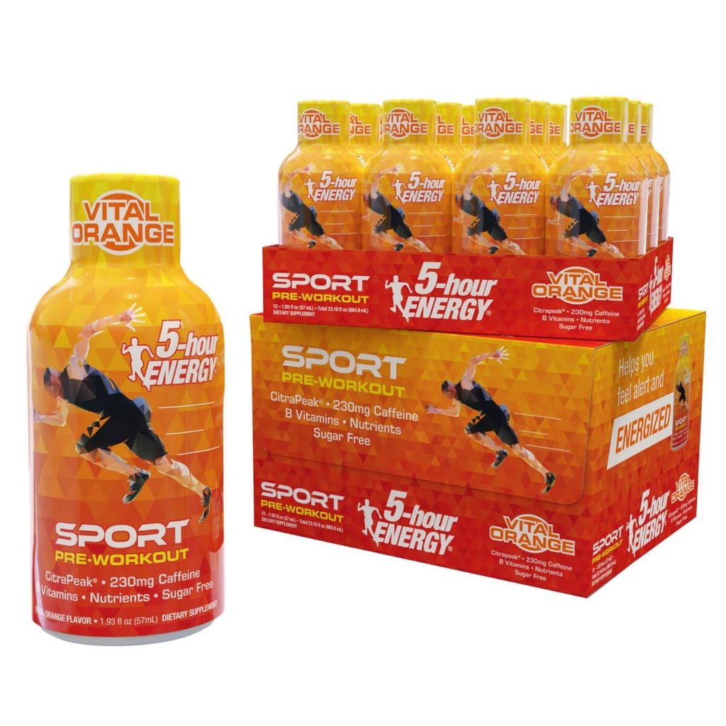 5- Hour Energy Extra Siła Sport Zdjęcia z Citrapeak, Vital Orange Flavor, Wstępny trening, 24 Count (1.93 fl oz)