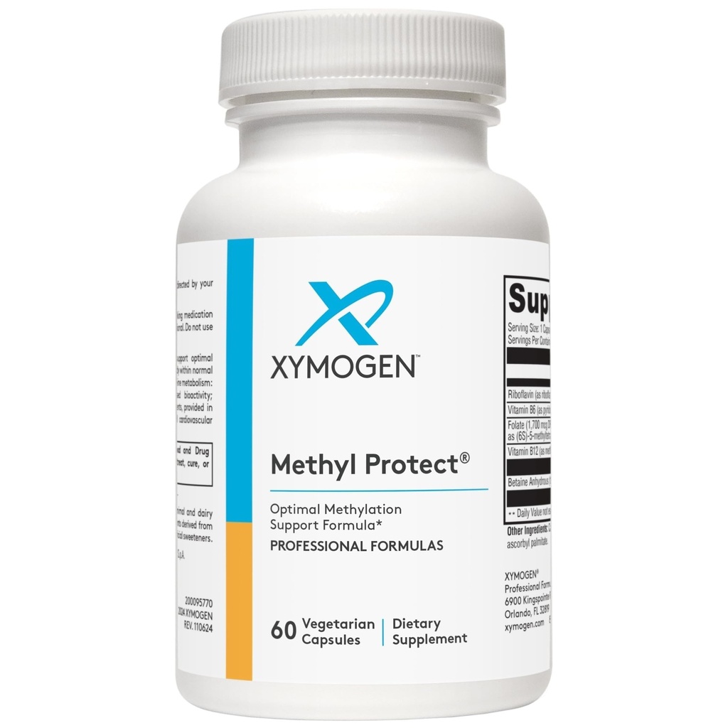 XYMOGEN Methyl Protect - Optimal Methylation Formula with Methyl Folate, Witamina B12 (Methylcobalamin b12), Riboflavin + B6 Vitamin - Cognitive, Homocysteina + Heart Health Supplements (60 kapsułki)