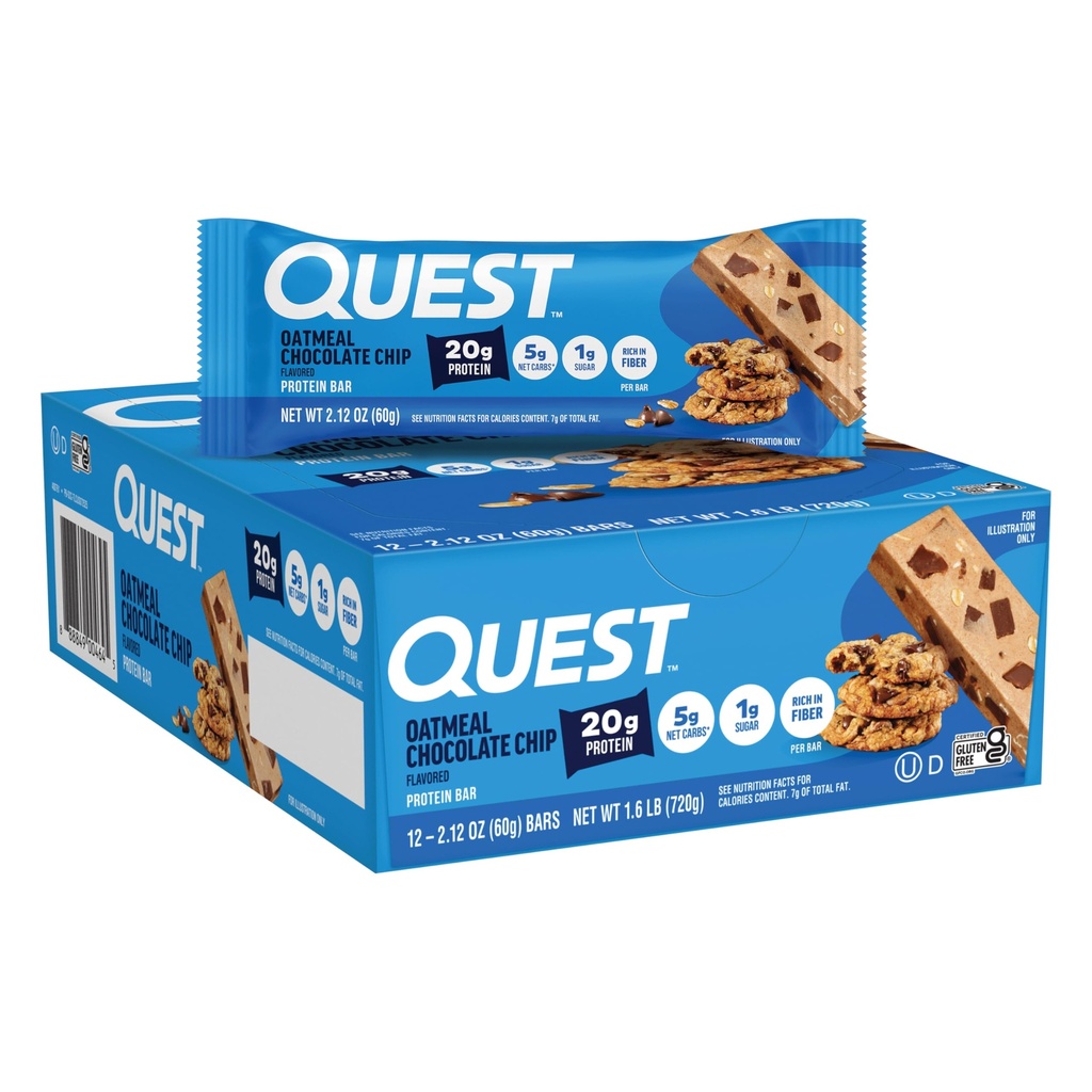 Quest Nutrition Owsianka Czekoladowy Chip Protein Bary, 20 g Białko, 1 g Cukier, 5g Karb netto, Gluten Free, Keto Friendly, 12 Hrabia