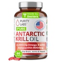 Czystość Labs Antarktyka oleju kryla 2000mg Omega-3 z Astaksantyny 800mcg Suplementy do Wspomagania Pamięć- bogaty w Omega 3, Kwasy tłuszczowe, DHA, EPA i fosfolipidy - 60 Softgels