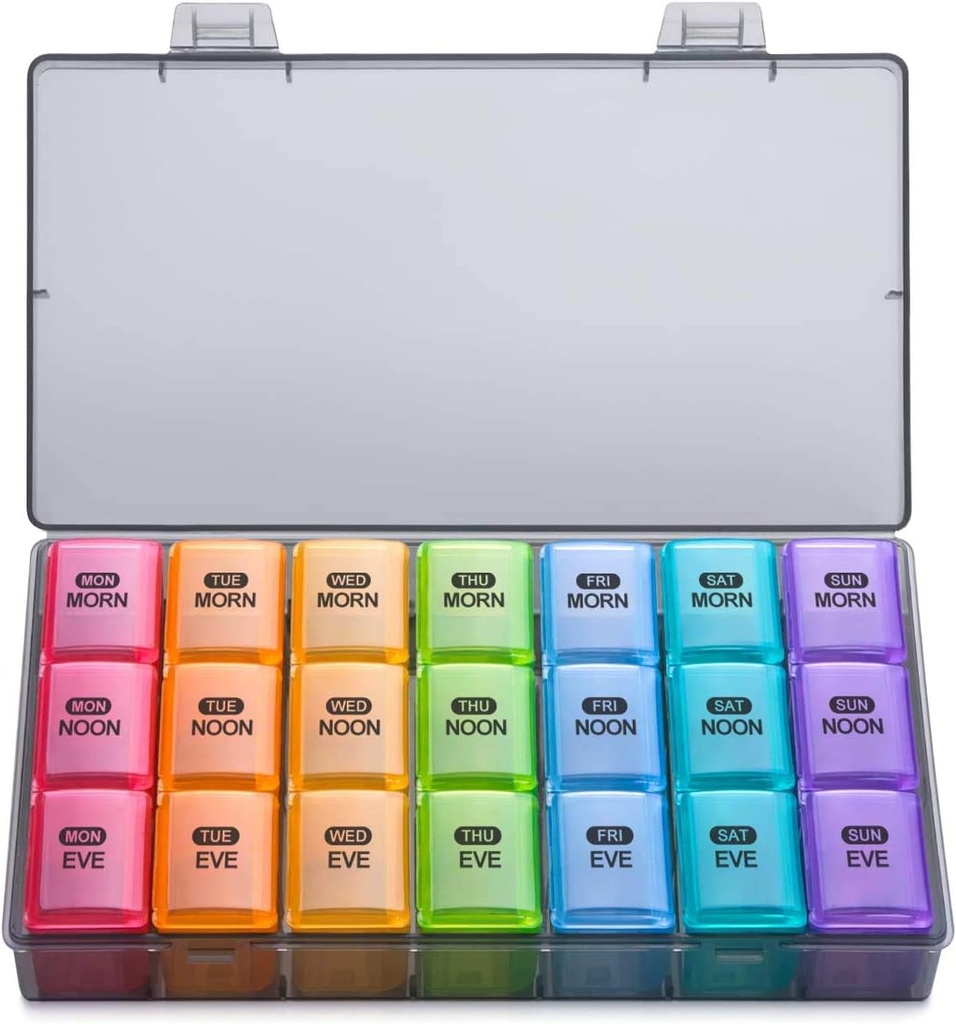 Sukuos Cotygodniowy Pill Organizator 3 razy dziennie, duży 7 dzień Pill Box Case, Cotygodniowe leki Organizatorzy Box Case, Przenośny pojemnik na podróż dla suplementów oleju z ryb witaminy