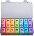 Sukuos Cotygodniowy Pill Organizator 3 razy dziennie, duży 7 dzień Pill Box Case, Cotygodniowe leki Organizatorzy Box Case, Przenośny pojemnik na podróż dla suplementów oleju z ryb witaminy