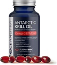 Wild Caught Antarktycznego oleju kryla 500mg Softgels, SuperbaBoost Omega 3 Suplement, EPA & DHA, Astaksantyna, Cholina, 56% fosfolipidów, Zrównoważony, No Fish Oil, Vanilla Flavor (60-Day Supply)