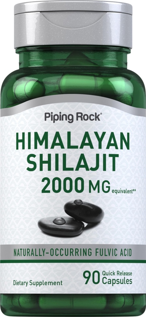 Piping Rock Shilajit Kapsułki 124; 2000mg 124; 90 Hrabia 124; Himalayan Fulvic Acid 124; Non- GMO, Gluten Free Supplement