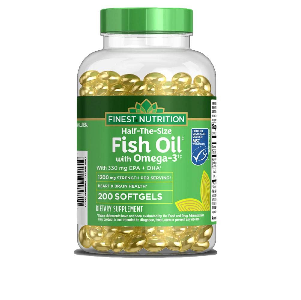 Najlepsza odżywka Half-the-Rozmiar Olej rybny 1200 mg, Softgels, 200 ea
