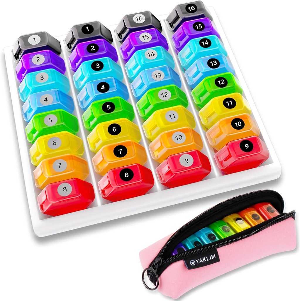 Monthly Pill Organizer 1-Time a-Day: 30 dzień Pill Organizator z etykietami, Przenośne miesięczne Pill Box, Miesięczny Pill Holder i przenośny Zipper Bag dla witaminy, Medycyna, Olej rybny, Suplementy