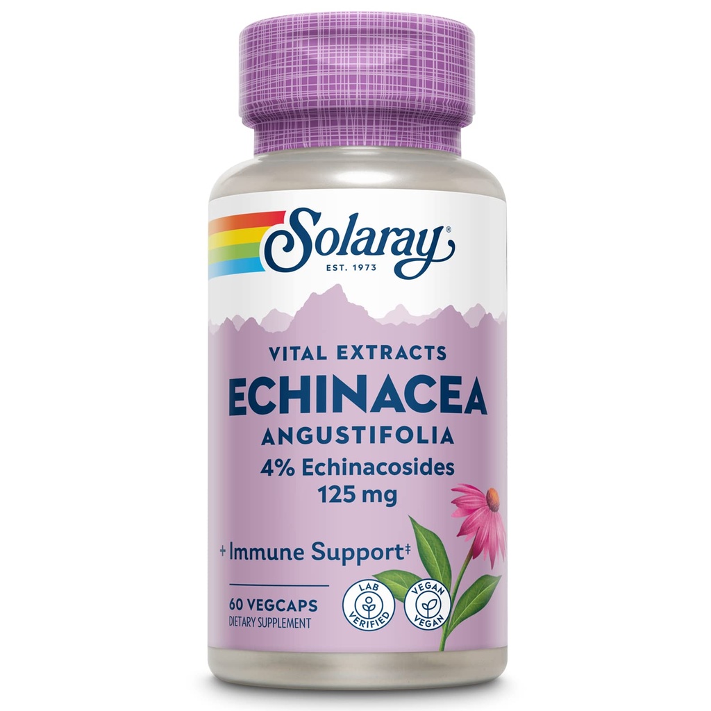 SOLARAY Echinacea Angustifolia Root Extract 125 mg < 124; Zdrowe immunologiczne i oddechowe Wsparcie funkcji 124; 60 VegCaps