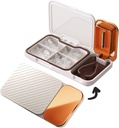 MURRI & MURRDI Pill Organizator z Pill Splitter Cutter, 4 Komory Małe przenośne opakowania lekarskie do kieszeni torebki, uchwyt na witaminy, biały