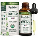 LiveWise Naturals Baby witaminy D3- K2 suplement płynny, krople witaminy dla niemowląt i dzieci, do zdrowego wzrostu, rozwoju i codziennego Wellness, kroplomierzem easy- to- use w szklanej butelce, 1 Fl Oz