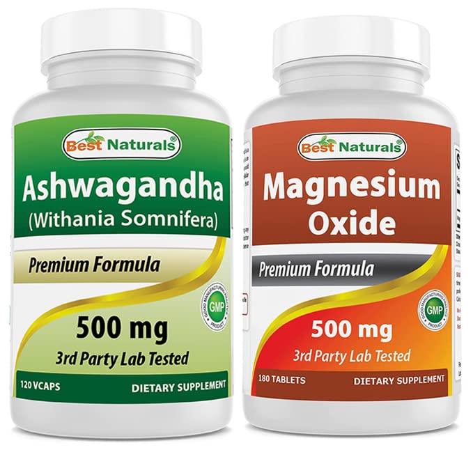 Najlepsze Naturals Ashwagandha Extract 500 Mg & Magnezu tlenek 500 mg