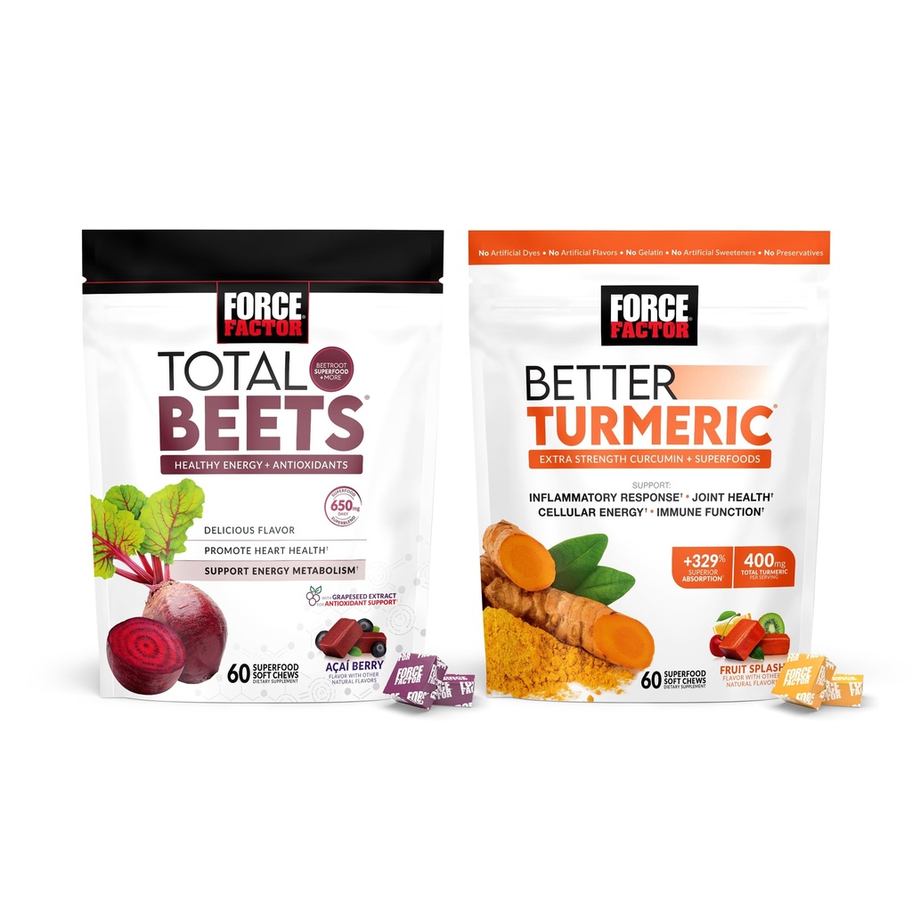 Siła Factor Total Beets Soft Chews, 60 Chews & Better Turmeric Joint Supplement Supplement, 60 Soft Chews