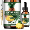 Magnesium Glycinate Supplement, Liquid Magnesium Glycinate Liquid Drops 500mg-Support Stress Relief, Relaxation, Mood, Sleep, Bone & Muscle-2 Fl Oz, Vegan, Pineapple Flavor