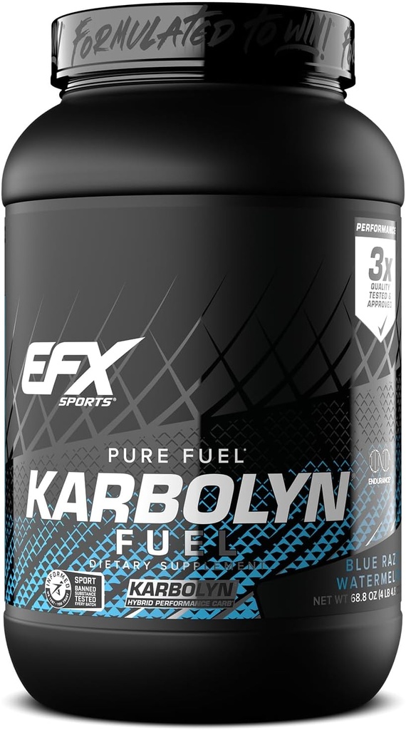 EFX Sports Karbolyn Fuel Building 124; Fast- Absorbing proszku węglowodanowego 124; Ładunek węglowodanów, Trwała energia, szybki odzysk 124; Stymulant wolny 124; 36 Służenie (Blue Razz Arbuz)