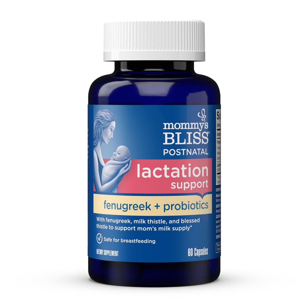 Mamuśka Błogość poporodowa Lactation Supplement with Probiotics: Support Breastfeed Milk Supply with Fenugreek, Blessed & Milk Thistle, Pospartum Immune Health While Nursing (60 Służenie)