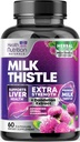 Supplement of Silimarin Marianum & Dandelion Root Liver Health Support - 9: 1 Extract Liver Cleanse Detox & Napraw 1000mg Ekwiwalent - Nature 's Milk Thistle Supplements - 60 kapsułki