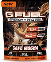 G Białko paliwa + proszek do napicia energii, Mieszanka kofeiny przed treningiem do gier, Amino bez cukru, Witamina + Przeciwutleniacze, 19oz (Cafe Mocha, 20 Służenia)