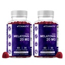 Melatonina Vitamatic 20mg Gumiaki dla dorosłych, 30 Służenie - 60 Hrabia - Non-Habit Forming Supplement (Opakowanie 2)