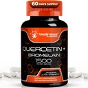 Quercetin z suplementem Bromelain - 1500mg - Kapsułki wsparcia immunologicznego i zdrowia serca dla mężczyzn i kobiet, Suplementy Quercetin pomaga wspomóc wspólne i zdrowe układu oddechowego - 120