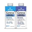 Genexa Clean Cold & Flu Daytime + Nighttime Ciężka ulga, Dye Free, 0% Sztuczne dodatki, Acetaminofen Fever Reducer, Cough Supressant, Antyhistamina, Organic Blueberry Flavor, 12 fl oz (2 opakowania)