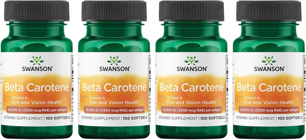 Swanson Beta- Caroten (Witamina A) 25000 Iu (7500 μg) 100 Sgels (4 opakowania)