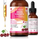 Suplement do żelaza dla kobiet Drops: Płynny suplement żelaza z witaminą C B12 & Kwas foliowy Gentle Absorption Energy Support Non- Constipting Formula Vegan Sugar-