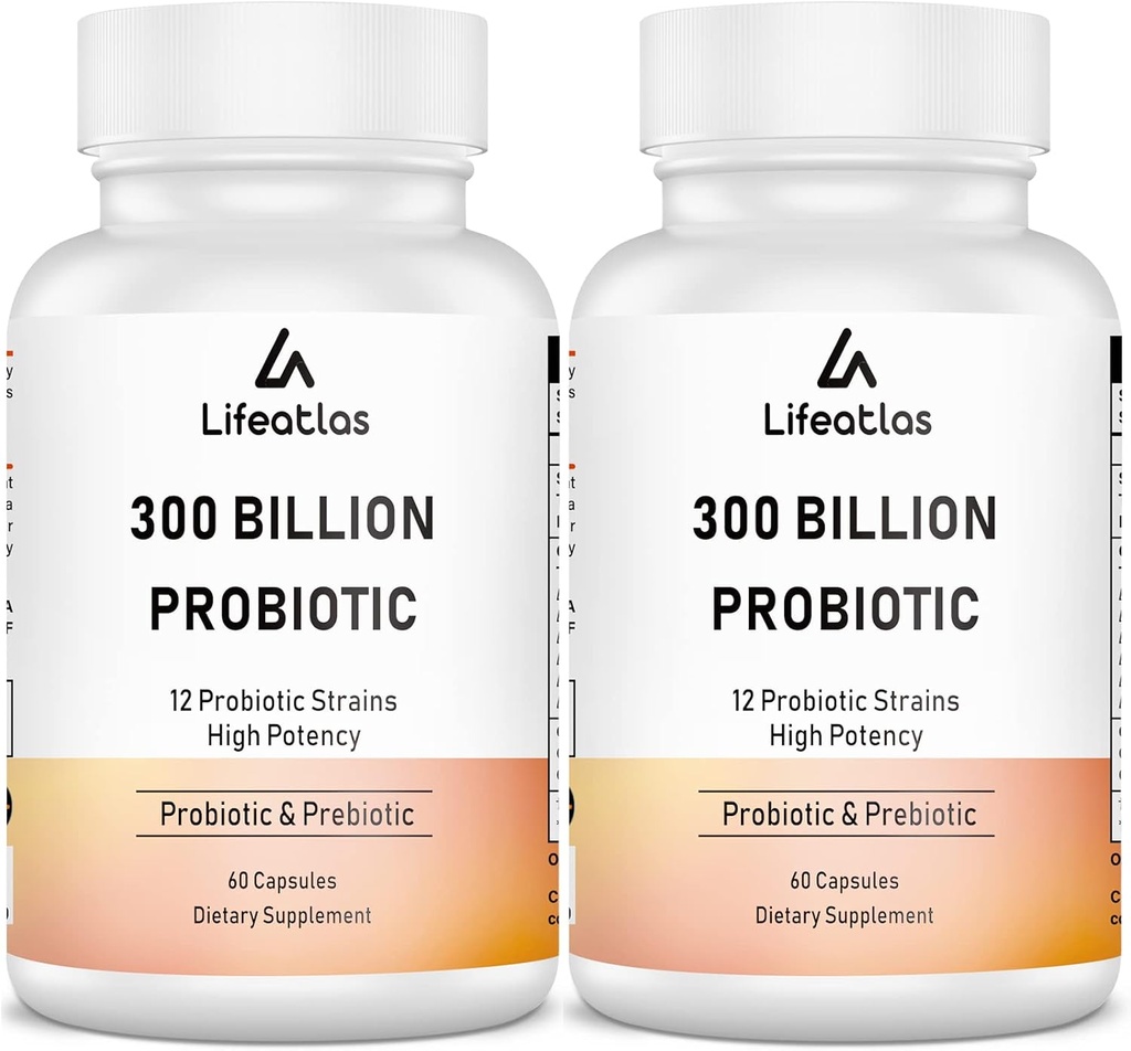 300 Miliard CFU Probiotyki - Probiotyki dla Kobiet i Mężczyzn, 12 Probiotycznych Cieśnin Plus Prebiotyk, Max Pothent dla Ogólnego Digestive & Gut Zdrowie, Wsparcie immunologiczne, Szafka Stabilna - 120 Kapsułki