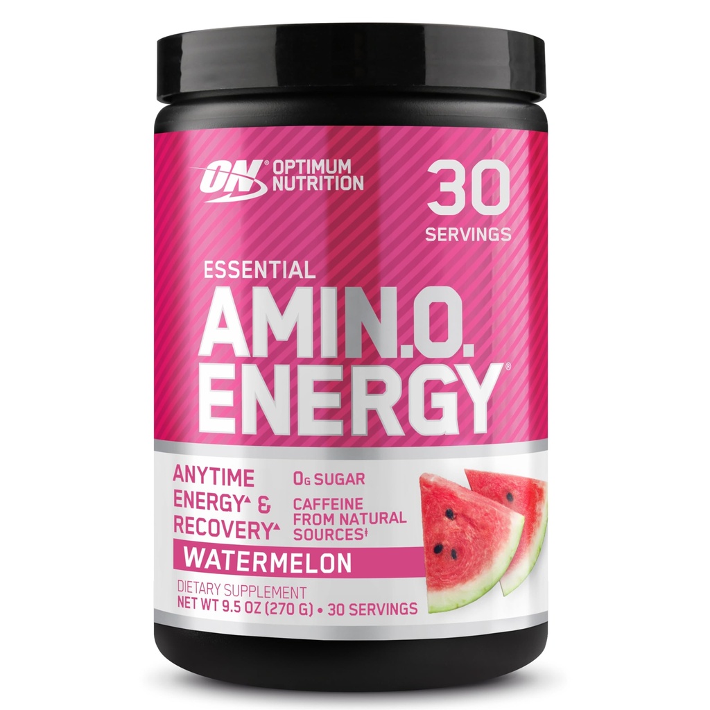 Optimum Nutrition Amino Energy - Wstępne ćwiczenia z zielonej herbaty, BCAA, Amino Acids, Keto Friendly, Green Coffee Extract, Energy Powder - Arbuz, 30 Servings (Packaging May Vary)