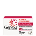 Genexa Czysty Acetaminofen 500 mg Dodatkowa siła, Bezbarwny ból Reliever Fever Reducer, 0% Sztuczne dodatki, Medycyna przeciwbólowa dla dorosłych, Ulgi ból głowy, Ból pleców, Drobne zapalenie stawów, 50 tabletek