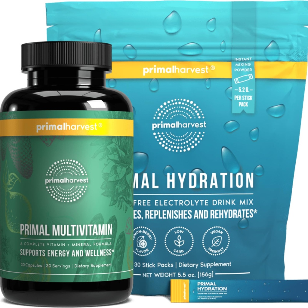 Pierwotne zbiory Multivitamin & Hydration Proszek Suplementy dla mężczyzn, Pasek