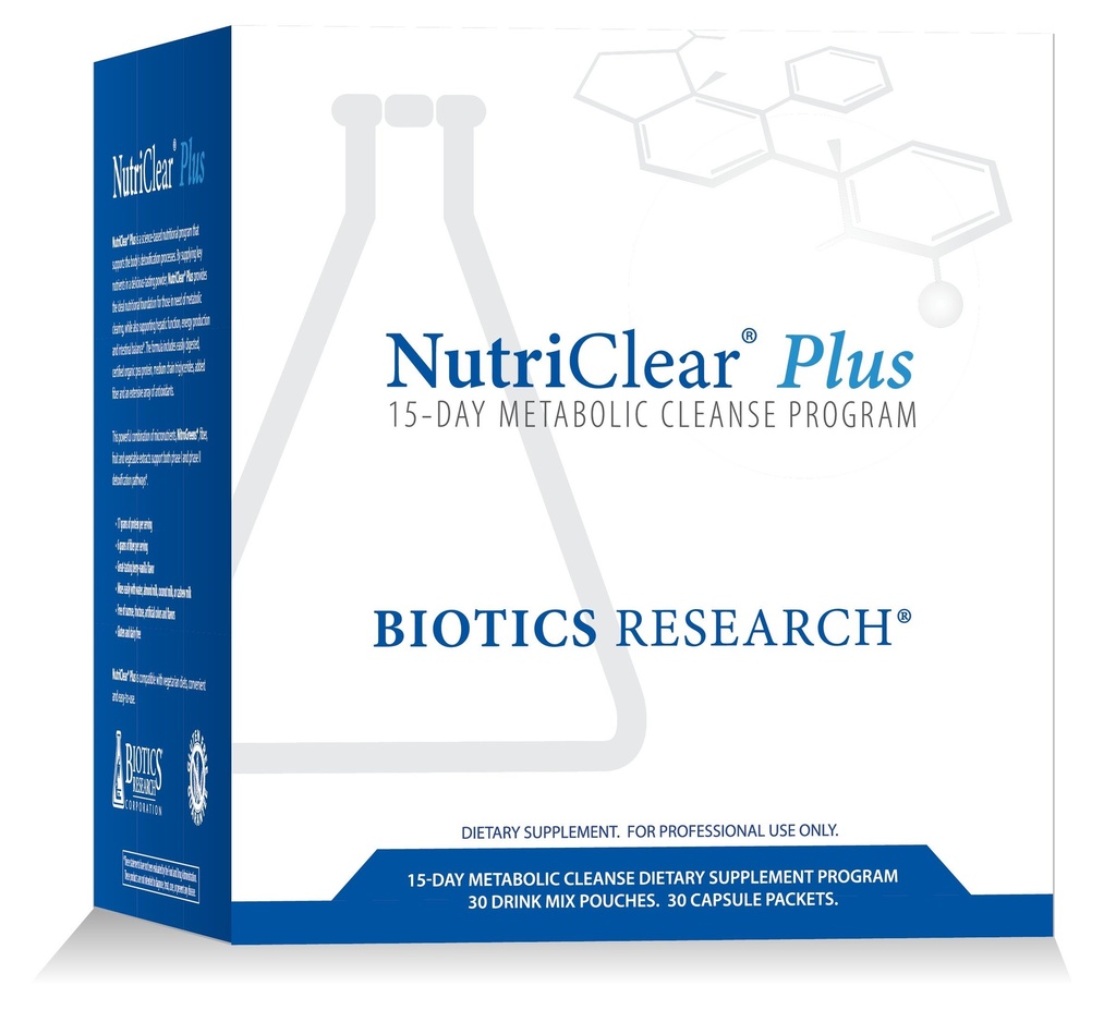 Biotics Research Nutric Clear Plus Detox Program, Wygodne. Pojedyncza paczka służąca. Łatwy do śledzenia Metabolic Cleanse Program. 17 Grams Organic Pea Protein / Serving, 30 opakowań. Shaker Bottle.