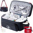 BAGSFY Travel Medicine Bag Organizator z Mini Torba medyczna, Double Layers First Aid Kit Puste, Lockable Pill Bottle Organizer for Home, Duże przechowywanie leków, Travel Awaryjny Case Przewozy.