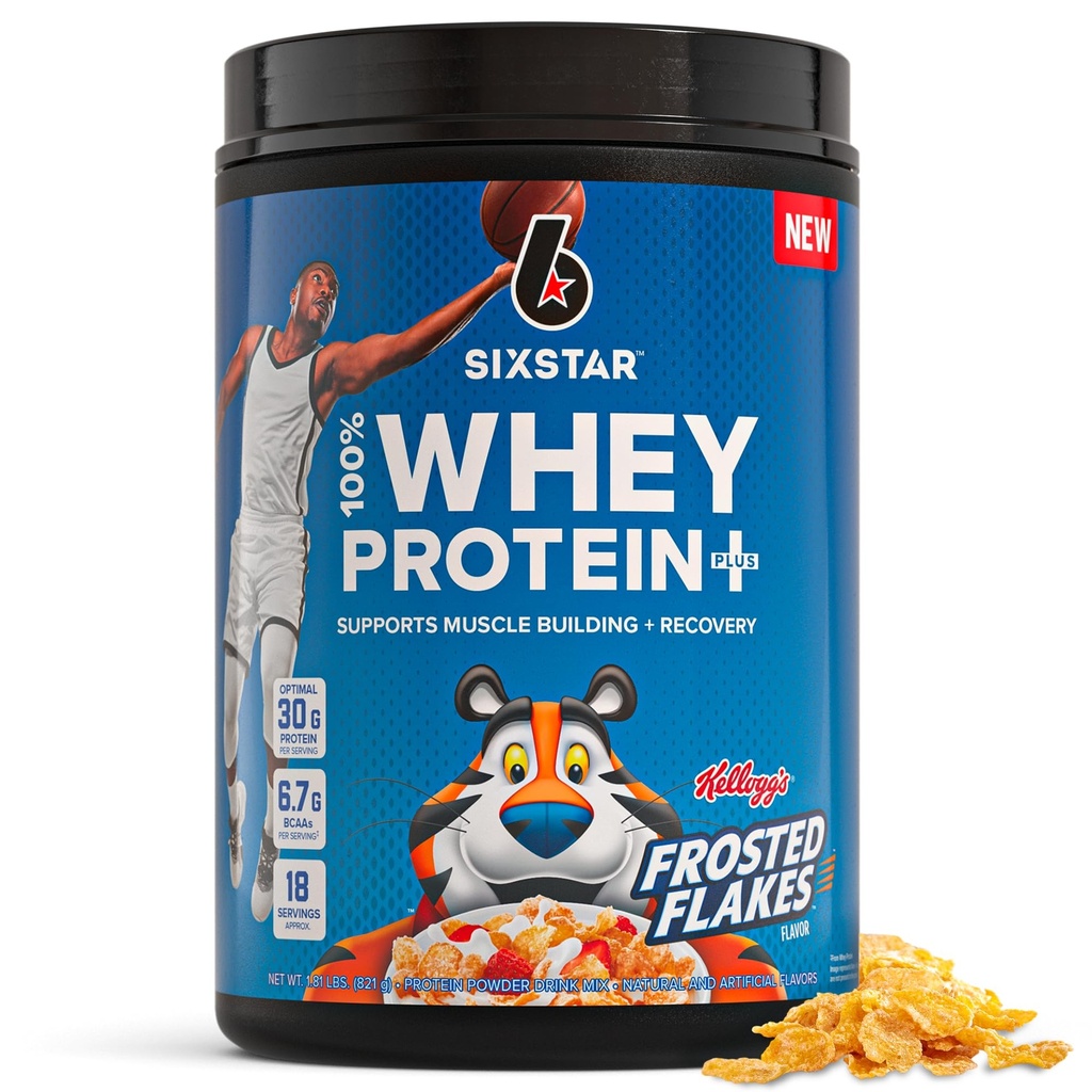 Six Star Serwatka Protein Powder Plus - Muscle Building & Recovery Formuła z serwatką Isolate Powder, BCAA, 30g Protein, Immune Support - Post- Workout Suplement - Kellogg 's Frosted Flakes Flavor, 1.8 lbs