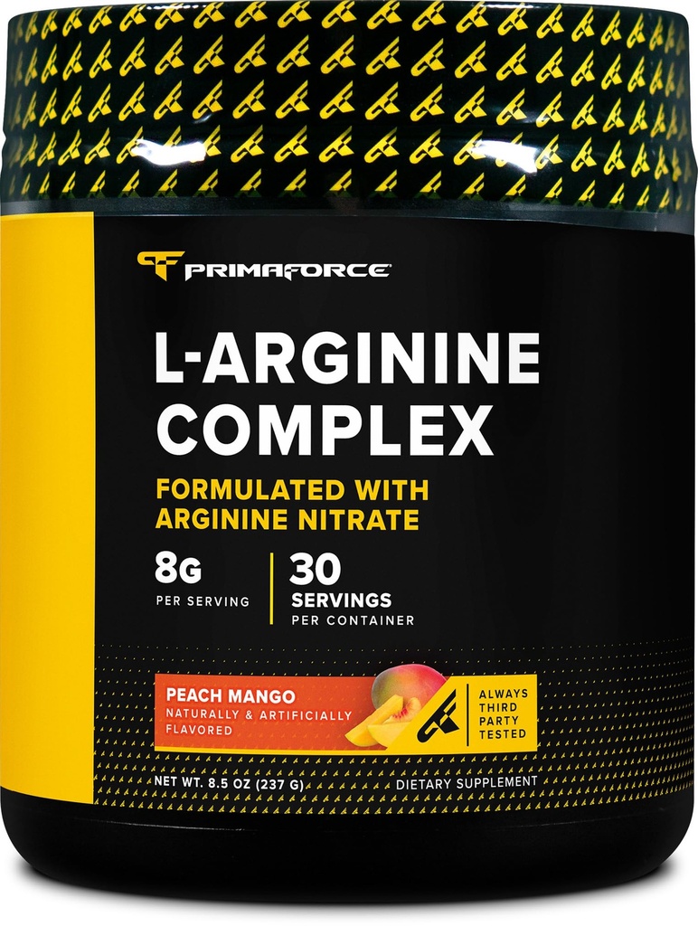 Primaforce L- Arginine Complex Powder (30 Słupki na butelkę do 124; Peach Mango) Potężny suplement do budynku protein dla maksymalnych bram
