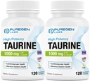 Puregen Labs Tauryna 1000mg [Wysoka potencja] Razem 240 Kapsułki Veg 124; Brak szkodliwych dodatków do żywności 124; Non-GMO, NO gluten i Dairy, Wspiera zdrowie serca i odzysk mięśni 124; Made in USA