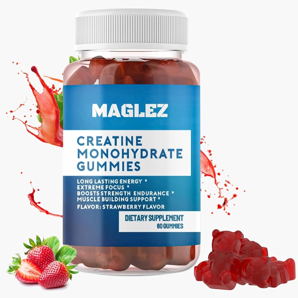 Gummie krewnicze - Smaczne bramki dla kobiet i mężczyzn - Wegan, Gluten- wolny od truskawek Gummy - 60 Hrabia na poparcie wzrostu i siły mięśni