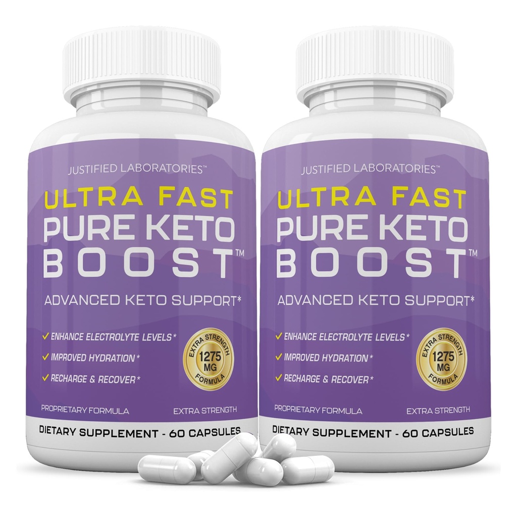 Uzasadnione laboratoria (2 opakowania Ultra szybko czysty Keto Boost Pigułki 1275MG Nowe i ulepszona formuła zawiera jabłko cydr Ocet ekstra Oliwa z oliwek w proszku Green Tea Leaf 120 Kapsułki