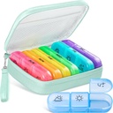 Cute Pill Organizator 3 razy dziennie, Duży Codzienne Pill Case dla kobiet, Portable Pill Box 7 Dzień na torebkę z workiem i zamkiem do trzymania witamin, Leki, Oleje rybne, Suplementy (Cyan Blue)