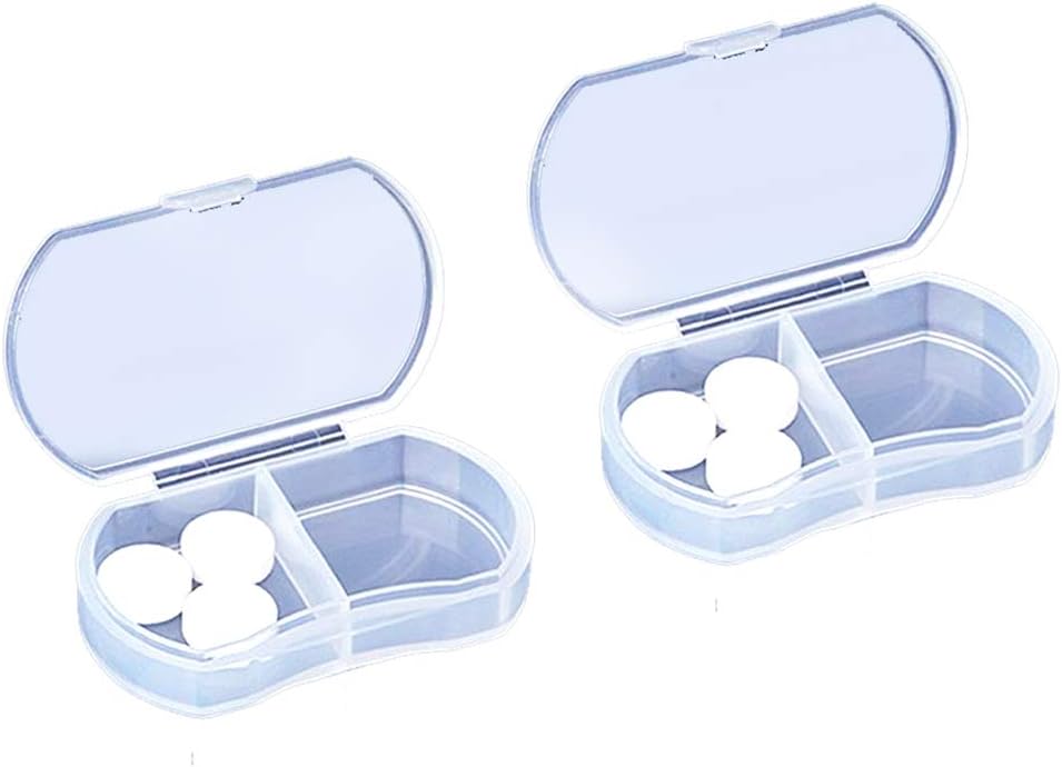 2PCS Pill Case Organizator, Codzienne AM & PM Kontenery, Lekarz, Idealny do leczenia, Witamina, Suplement, Idealny do podróży, Idealny do torebki (biały)