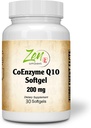 Zupy Zen CoEnzyme Q10 200mg - Coq 10 w oleju witaminy E - Przeciwutleniacze wsparcia, Heart Health, Energia, Zdrowy Cholesterol - Non-GMO & Gluten Free 30- Softgel
