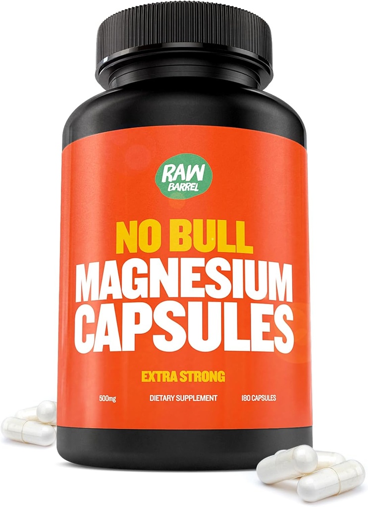 "No Bull" Magnezu kapsułki, unikalny cytrat magnezowy i tlenek formuła do snu i relaksacji, Magnezu pigułki zapobiegania ache i skurcze mięśni, Cytrat tlenek magnezu, 500g