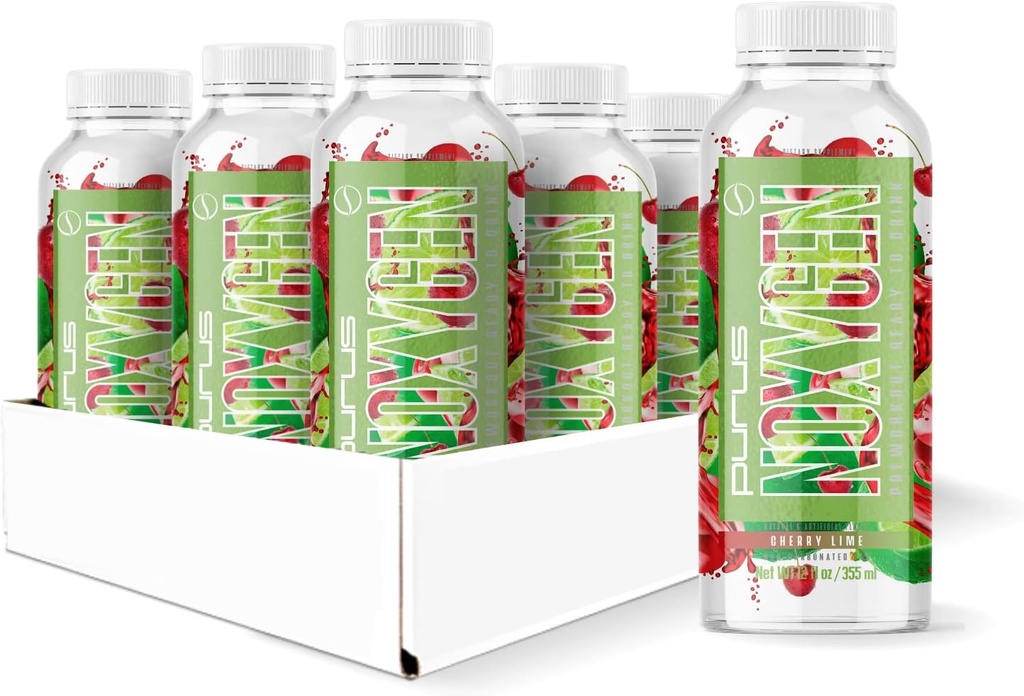 Purus Labs NOXygen Ready to Drink (RTD) Pre- Workout Nether124; Pompa, Energia, & Performance Netherlands 124; 0 Cugars Nether124; 200mg Caetine Netherlands 124; Opakowanie po 12 (Cherry Lime)