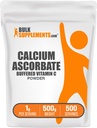 BulkSupplements.com Proszek do askorbinizacji wapnia - Buforowana witamina C, Suplement wapnia z witaminą C - Bez glutenu, 1 g na porcję, 500 g (1,1 lbs) (Opakowanie po 1)