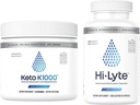 Hi- Lyte Keto K1000 Proszek elektrolitu 124; Napoje proszkowe nawadniające 124; Surowy aromat mineralny, No Stewia 124; 50 Służenie 124; Plus Kapsułki zamienne elektrolitu do szybkiego nawadniania