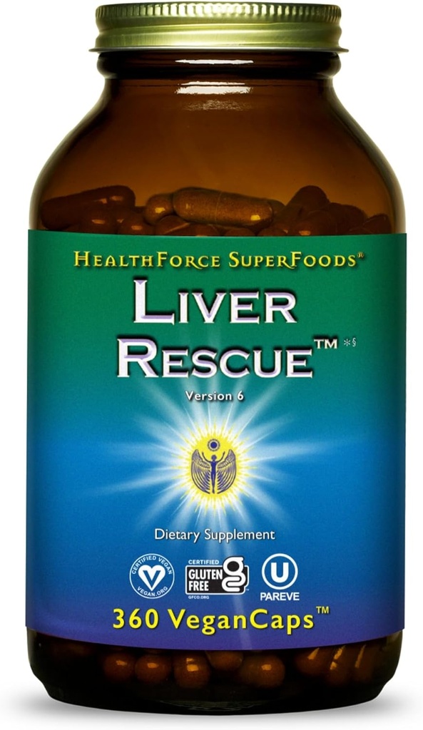 HealthForce SuperFoods Rescue - Natural Liver Cleanse - with Milk Thistle & Dandelion Root - Gluten- Free & Vegan - 360 kapsułki