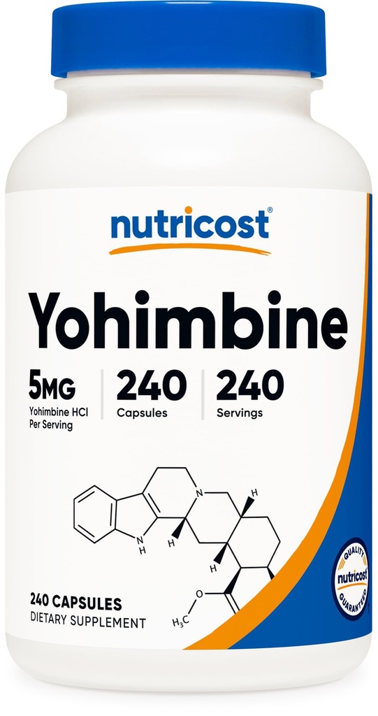 Nutricost Yohimbine HCl 5mg, 240 Kapsułki Dodatkowa siła - Gluten Free, Non-GMO