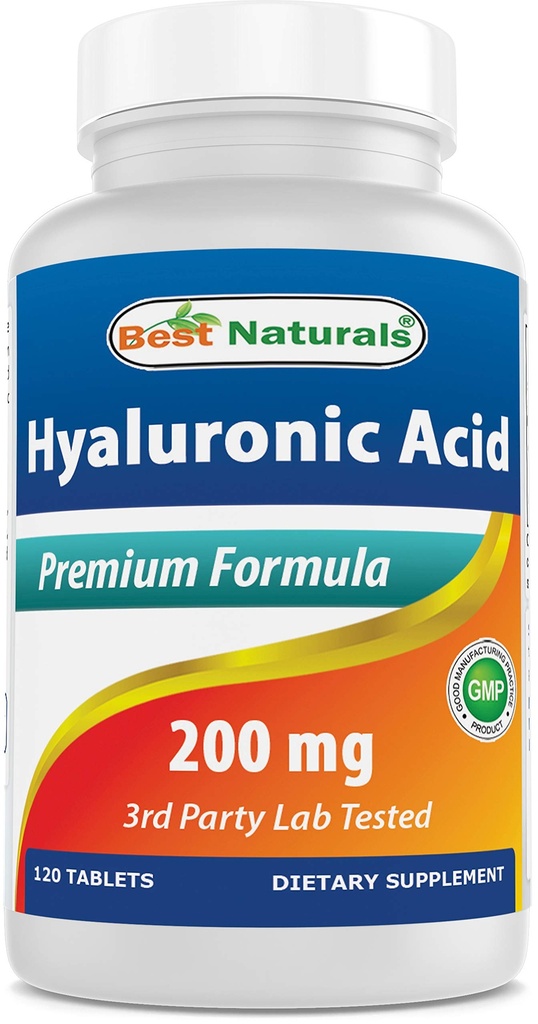 Najlepsze naturalne kwas hialuronowy 200 mg 120 tabletek (Non-GMO, Gluten Free) - promuje młodzieńczą zdrową skórę i zdrową wspólną funkcję (120 liczenie (opakowanie po 1))