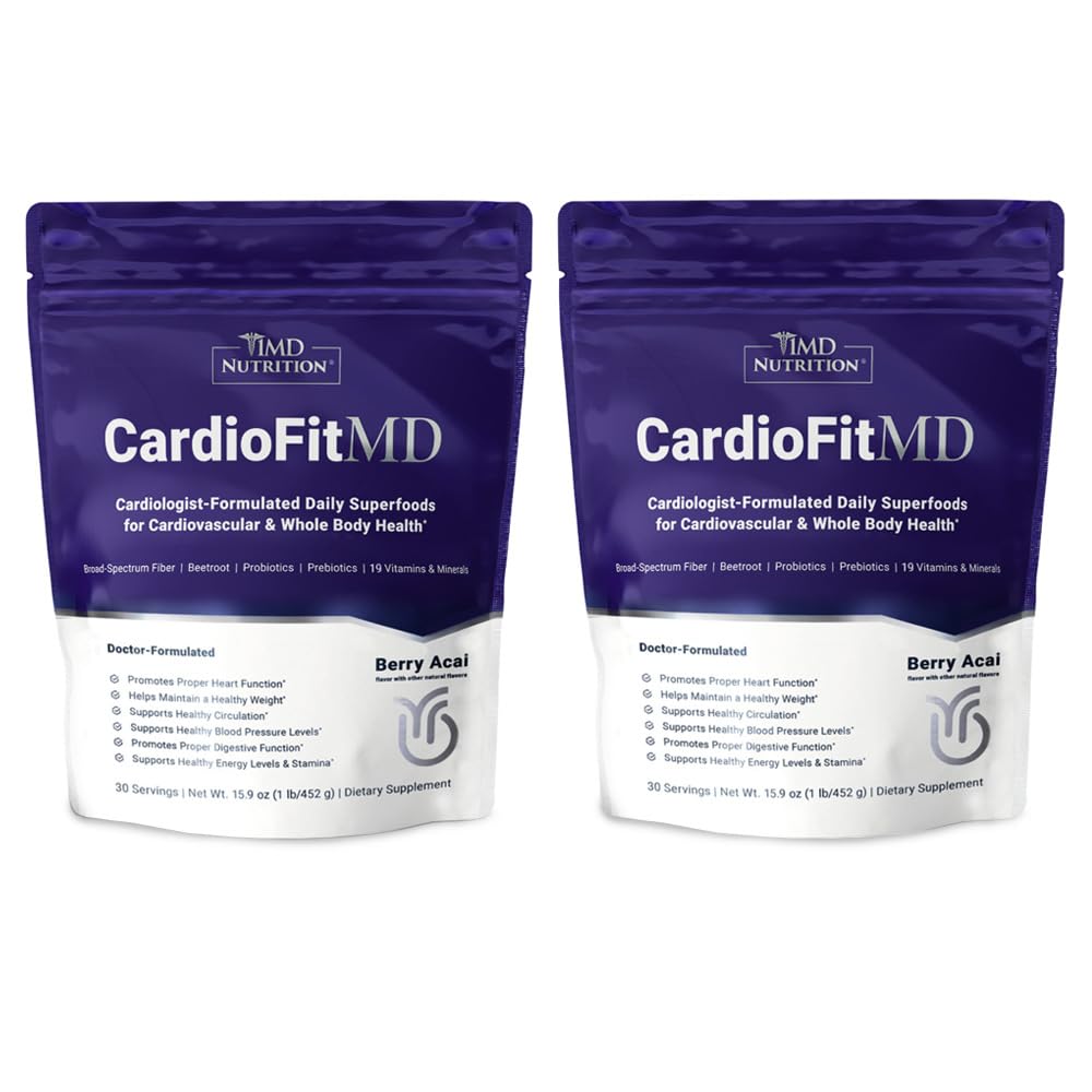 1MD Nutrition CardioFitMD - Wegan Beets Superfood Keto- Heart Health Powder - Suplement tlenku azotu - Beet Root Powder for Healthy Blood Pressure & Circulation - High Fiber Drink - 30 Dni (2- Pack)