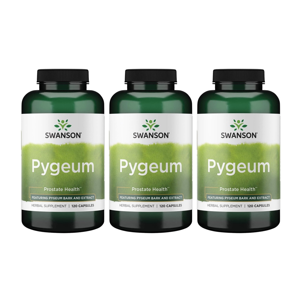 Swanson Pygeum - suplement ziołowy - suplement zdrowia mężczyzn - (120 kapsułek każdy, 400 mg) 3 opakowania