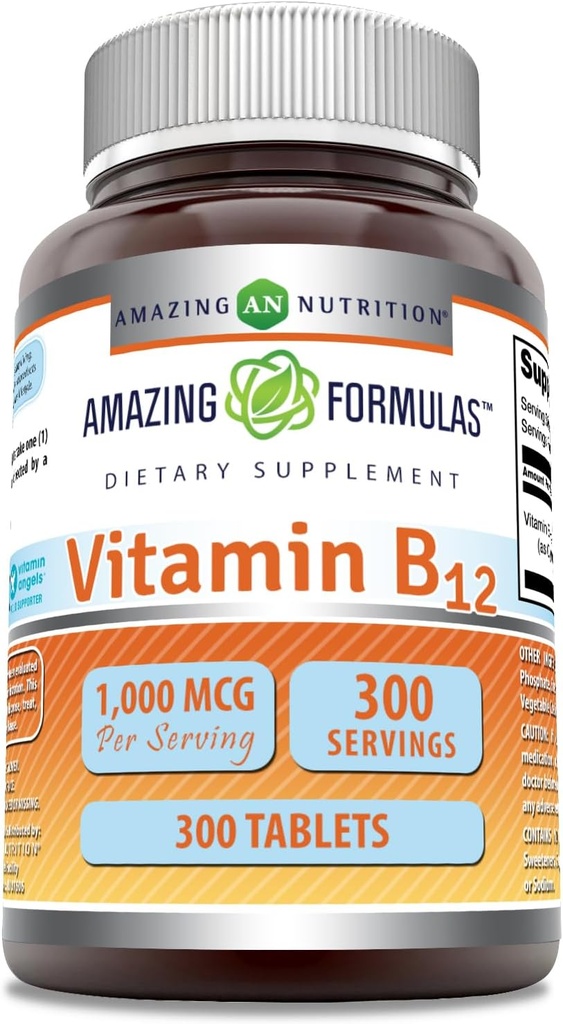 Amazing Supplement witaminy B12 Equipment 124; 1000 Mcg per Serving Equipment 124; Tablets Evidence 124; Non-GMO Equipment 124; Gluten- Free Equipment 124; Made in USA (1 Pack, 300 Count)