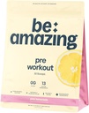 BE AMAZING Pre Workout Proszek, Wegan Suplement z 125mg naturalnej kofeiny, Ashwagandha i Adaptogens, Sugar Free Drink Mix dla mężczyzn i kobiet, Gluten Free, Nie GMO, Różowa Lemoniada, 30 Służenie